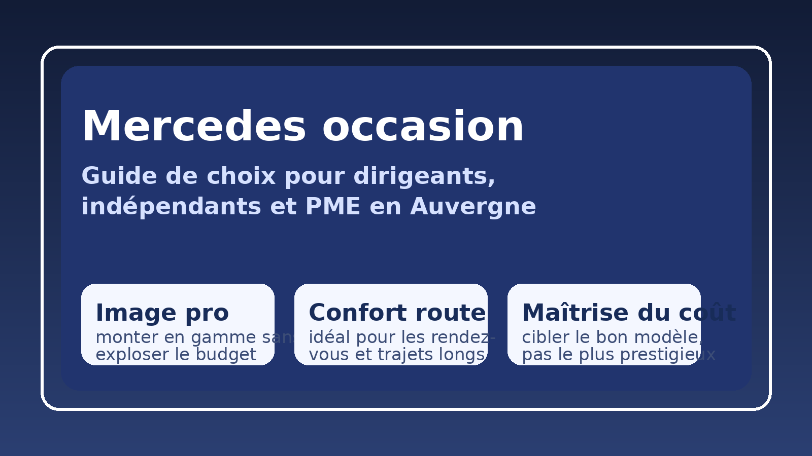 Mercedes occasion : comment une PME auvergnate peut choisir un modèle cohérent pour ses trajets, son image et son budget